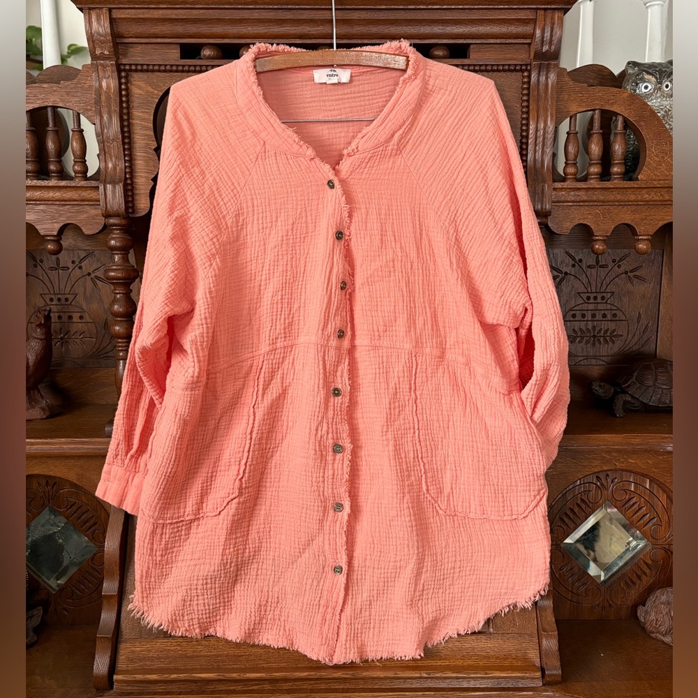 Entro Peach Cotton Boho Indie Granola Blouse Size Small Free People